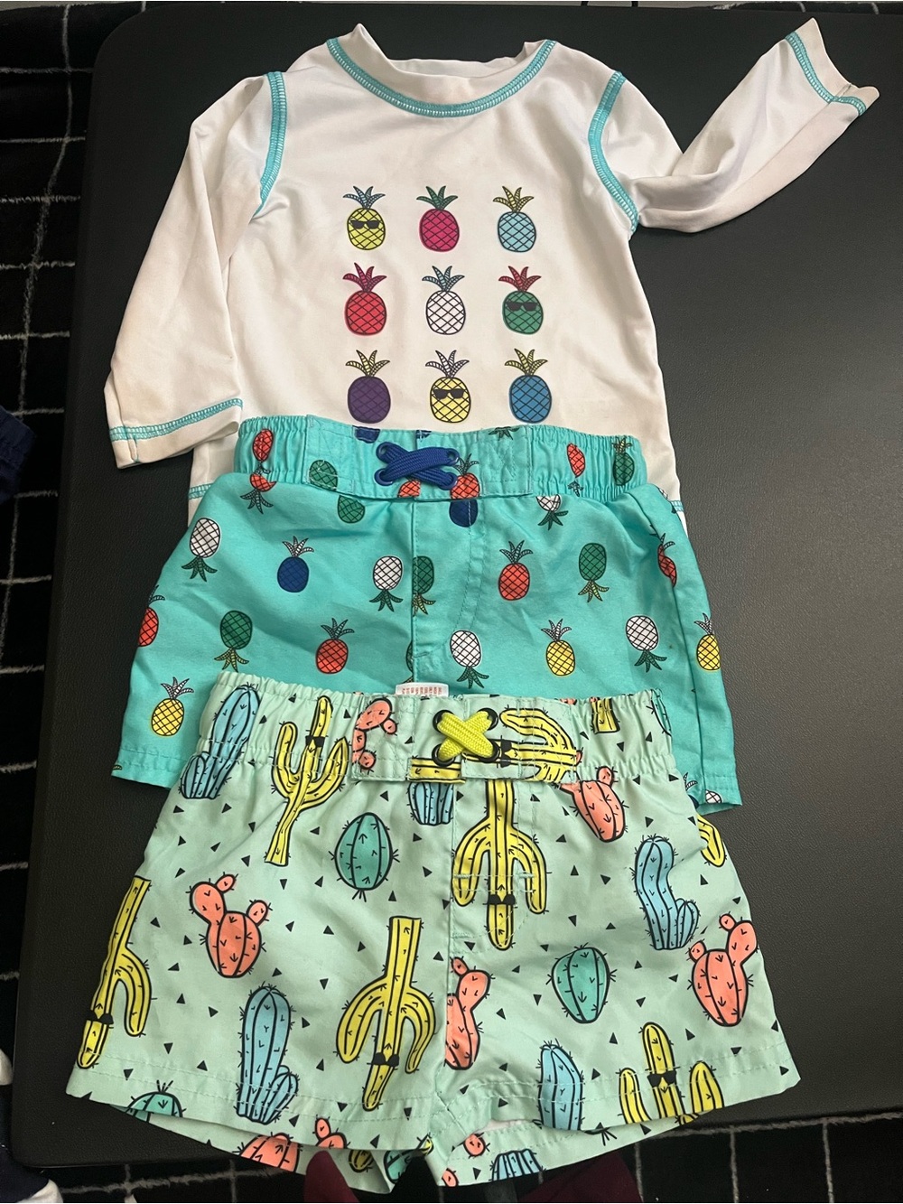 Cat & Jack Mint Pineapple & Cactus Kids Swim Shorts Set